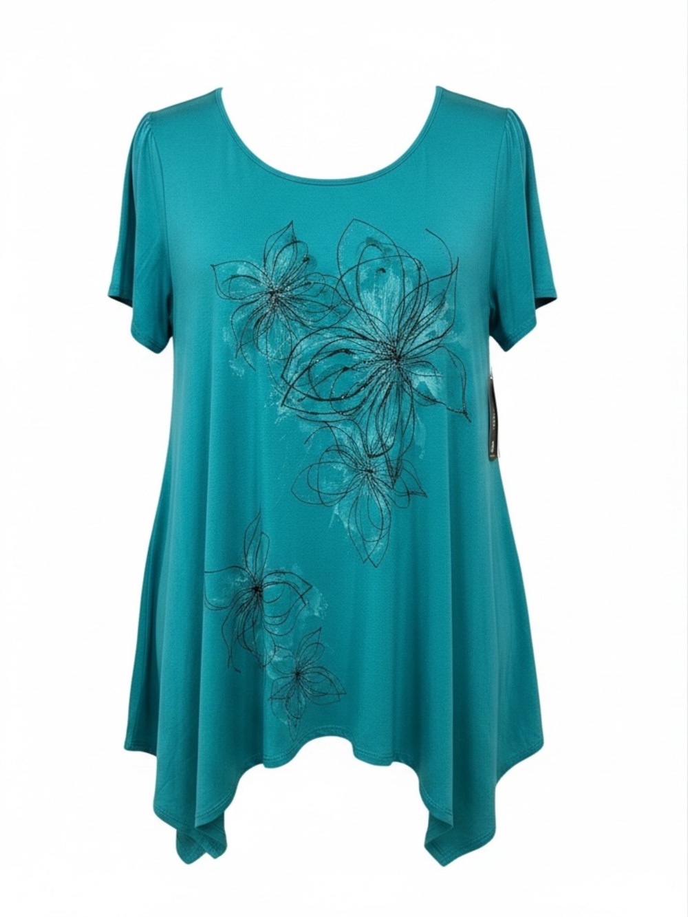Cute Flowy Shark Bite Asymmetrical Hem New With Tags J.ing Chic Blouse Top 1x Xl